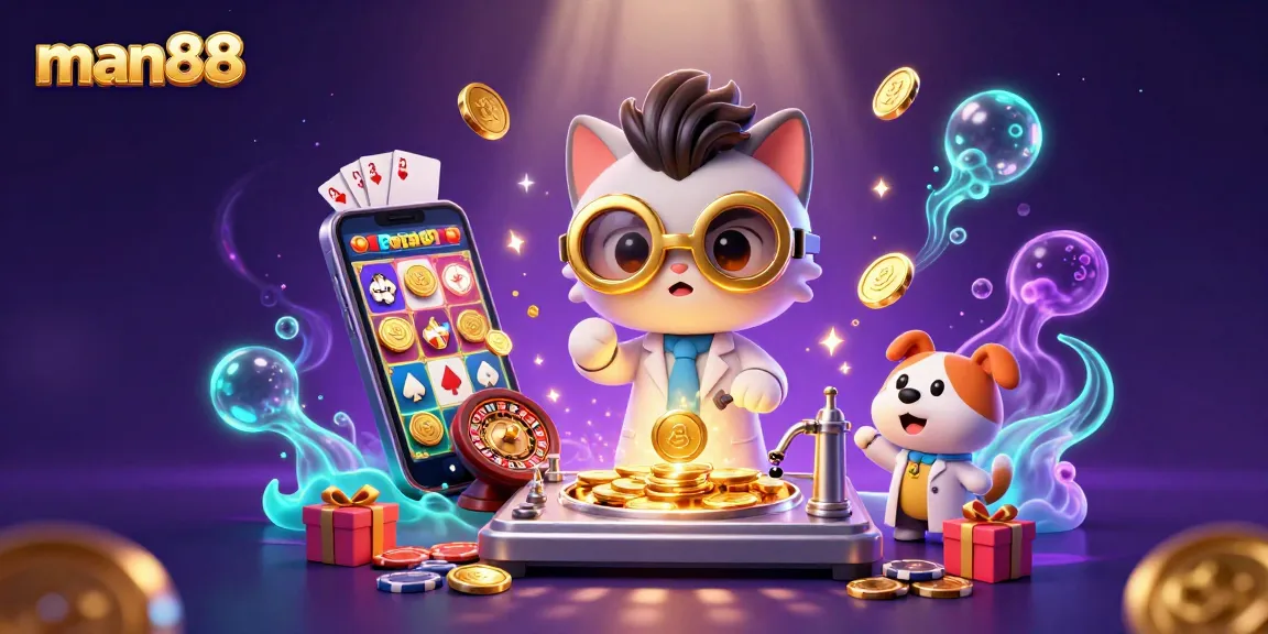 Win big with man88's thrilling slots and adventurous games in this colorful scene.